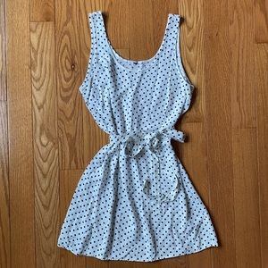 100% cotton black & white polka dot sheath dress